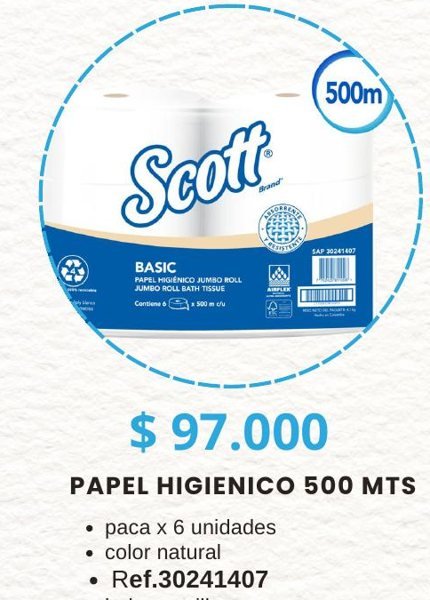 Papel higiénico 500 mts